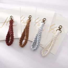 Fashion Hand Woven Key chain Pendant Accessories DIY Boho Wristlet Cotton Rope Ornament Crochet Key Strap Lanyard Holiday Gift