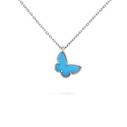 Luxury necklace Designer Jewellery Two butterfly Pendant Necklaces for women rose gold diamond Red Bule White Shell stainless steel platinum Wedding5