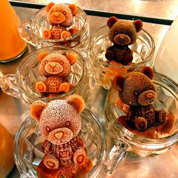 3D Bear Shape Silicone Mould Ice Cube Maker Chocolate Cake Mould Candy Dough For Coffee Milk Tea Fondant Whiskey 220517gx