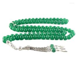Beaded Strands Tasbih Stone Beads Green Agate Round Bulk Onyx Design Bracelet 8 10 12 Mm Chalcedony For Jewelry Making Taspeh Gifts Kent22