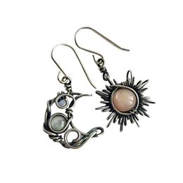 Dangle & Chandelier Bohemia Asymmetry Sun And Moon Pendant Different Earrings Crystal Hanging Drop Women Jewelry Gift