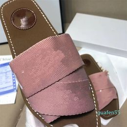 2022 Designer Women Leather Sandal Flat Slipper Sexy Fashion Canvas Summer Heel Slides Flip Flops Mule Womens Daily Commuting