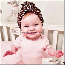 Caps Hats New Europe Infant Baby Boys Girls Hat Kids Elastic Wrinkled Dotnut Turban Children Cotton Leopard 15140 Dr Mxhome Dhwgx