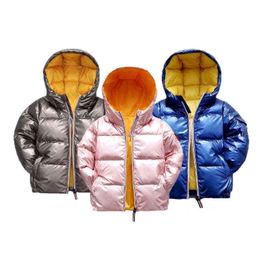 2021 New Style Big Size Winter Girls Jacket Keep Warm Down Hooded Jacket For Children Birthday Christmas Gift Outerwear J220718