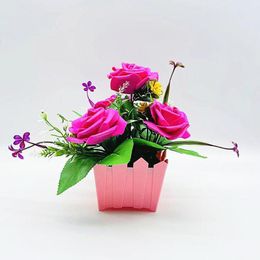 Decorative Flowers & Wreaths Plastic Modern Floral Arrangement Artificial Rose Bonsai UV-resistant Fake No Withering Holiday SuppliesDecorat