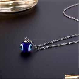 Pendant Necklaces Pendants Jewellery Evil Eye Chain Necklace Blue Eyes Amet Ojo Turco Kabh Protection Dhs97