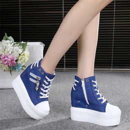 Autumn Women Casual Shoes Denim Ankle Boots Ladies Classic Zipper Height Increasing student Boots Zapatos De Mujer 210911