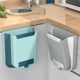 9L Folding Bins Kitchen Garbage Bin Foldable Car Trash Can Wall Mounted Trashcan for Bathroom Toilet Waste Storage Bucket 220618