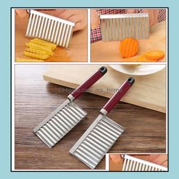 Fruit Vegetable Tools Kitchen Kitchen Dining Bar Home Garden 300Pcs Potato Crinkle Wavy Edged Knife Stainless Steel Kitch Dh36S