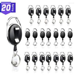 Keychains 20 Large Pack Black Retractable Badge ID Card Holders Keyring With Carabiner Reel Clips Keychain Fashion Jewelry Unisex Emel22