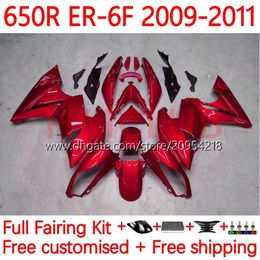 Fairings Kit For KAWASAKI NINJA 650R ER 6 F 650 650 R Body ER6 F ER6F 09 10 11 Bodywork 17No.44 ER-6 F ER 6F 650-R 09-11 Cowling ER-6F 2009 2010 2011 OEM Fairing metal red