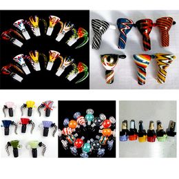 Newest Hookah 4 Style Colorful 14mm Bowl And 18mm Glass Bowl Male Joint Handle Beautiful Slide Bowls Piece Smoking Accessories For Hookahs Water Pipes
