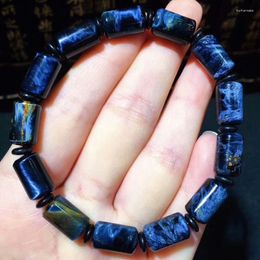 Beaded Strands Genuine Natural Blue Pietersite Charm Barrel Beads Powerful Crystal Bracelet For Women Men 13x8mm Certificate Trum22