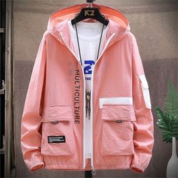 Summer Hooded Jacket Men Sun Protection Clothing Fishing Hunting Clothes Quick Dry Skin Male Windbreaker Size 4XL 220811