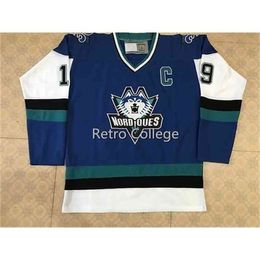 C26 Nik1 Quebec Nordiques 1995-1996 Pro Wolf 19 Joe Sakic 21 PETER FORSBERG White bule Hockey Jersey Stitched Customised Any Name And Number Jerseys