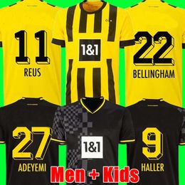 Joueur des fans Haller Reus 22 23 Dortmund Soccer Jersey 2022 2013 Shirts de football Bellingham Men Kids Reyna Brandt Emre Can Malen Schlotterbeck Adeyemi Sule