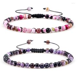 Beaded Strands Trendy Women Fire Agates Beads Yoga Adjustable Rope Bracelets Handmade Natural Stone Braided Men Counple Jewelry 4mm Fawn22