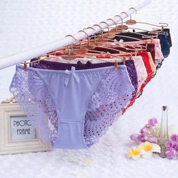 Women's Panties Sexy Women Underwear Lace Briefs Calcinhas Lingeries Seamless Panty Plus Size Shorts Underpant Lady Girl Flower PantWomen's