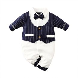 Newborn Rompers Baby Babies Bodysuits Infant Clothes Boys Onesies Piece Clothing Toddler Jumpsuit Wear Gentleman Spring Autumn Long-Sleeved Bag Fart Cotton