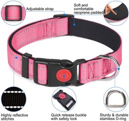 Dog Collars Pet Collar Adjustable Reflective Nylon Webbing Set