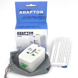 Wholesale US to EU Europe Universal AC Power Plug Worldwide Travel Adapter Converter 100-240V with Package
