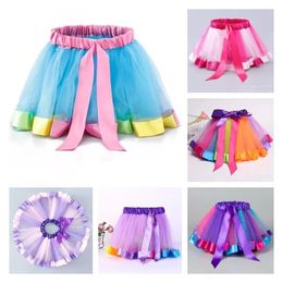 DHL New Tutu dress Skirt Baby Girl Clothes 12M-8Yrs Colorful Mini Girls Party Dance Rainbow Tulle Skirts Children Clothing