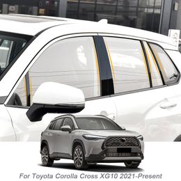 6PCS Car Window Centre Pillar Sticker Trim Anti-Scratch Film For Toyota Corolla Cross XG10 2021-2024 Auto External Accessories
