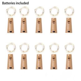 10 Pack included Battery 2M 20LED Cork Shaped LED String Garland silver Wire Fairy Lights for Glass Craft Bottle ChristmasValen Y200603