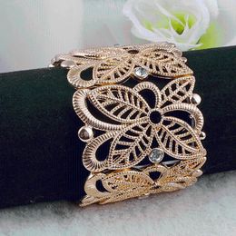 Bangle Brand Design Vintage Turkey Hollow Flower Gold Bracelet For Women Jewelry Size Adjustable Bohemian Cuff Bangles GiftsBangle Kent22