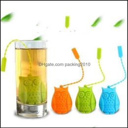 Owl Tea Strainer Cute Sile Fliter Bags Food Grade Creative Loose-Leaf Infuser Filter Diffuser Iia26N Drop Delivery 2021 Coffee Tools Drink