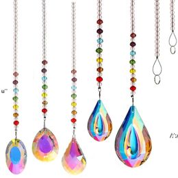 Colourful rainbow water drop shell shape Ornament Pendant Home Decor Gift Window Wall Hanging Crystals Chakra Garden BBB14676