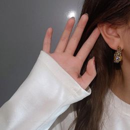 T GG Back Jewellery ClipOns Clipon Screw Back Fashion Silver Needle C Shape Letter Earrings Retro Design Texture Hoop Earring For Women Pa
