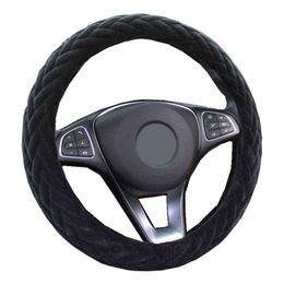 Winter Warm Car Steering Wheel Cover Wrap Plush Comfortable 5 Colours Soft Girl Woman Braid On The Steering Wheel Car Accessories J220808