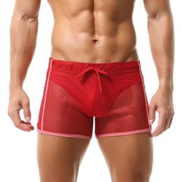 Men's Swimwear Fishnet Transparent Shorts Seobean Men Sexy Gay Swimming Trunks Beach See-through Mesh Swimsuit Boxer Briefs UnderwearMen's