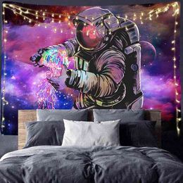 Sepyue Astronaut Tapestry Bohemian Fantasy Space Carpet Wall Hanging Rugs Trippy Galaxy Planet J220804