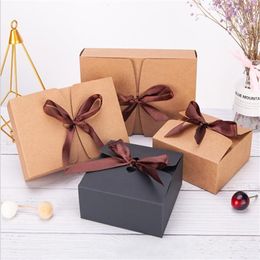 Kraft paper Rectangular Gift With Bow Knot Packaging Box Can Be Customised 220704