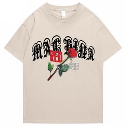 HIP HOP T-shirt surdimensionné Streetwear Mens Lettre de Rose Imprimer Punk coton T-shirts Harajuku Casual Sleeve Tee Tee Top 220408