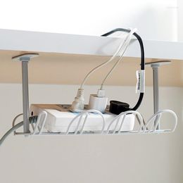 Hooks & Rails Under Table Outlet Holder Hanging Rack Cable Line Finishing Storage Racks Home Office Desk Bottom Wire Organisers RackHooks