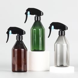 Empty Refillable Liquid Container 300ml Amber Green Blue PET Plastic Spray Bottles with Black Trigger Sprayer