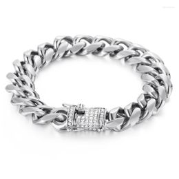 14mm 7-11inch Stainless Steel Polished Bracelet For Men Curb Chain Miami Cuban Link Men's Gold Silver Colour Jewellery