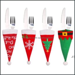 Other Table Decoration Accessories Kitchen Dining Bar Home Garden New Year 2022 Christmas Tableware Ers Fork Knife Holder Bag Decorations