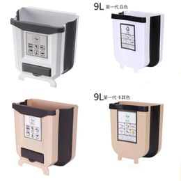 8L 9L Waste Bins Foldable kitchen Trash can With 15PCS Garbage bag Plastic Car Trash Bin kitchens Cabinet trashes Storage 452 D3