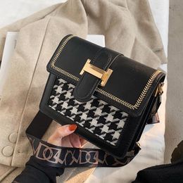 Evening Bags Small For Women 2022 Embroidered Designer Shoulder Bag Houndstooth Messenger Casual PU Leather Sac A Main Femme TorbaEvening