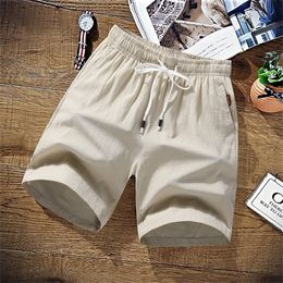 100 Cotton Shorts Men Summer Solid Casual Short Homme Brand Beach Linen Boardshort Plus Size M 9XL 220621