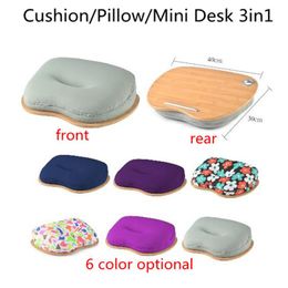 Cushion/Decorative Pillow Laptop Mini Table Multifunctional Stands For Pad/Phone/Book Protable Picnic/Camping/Sofa Seat Cushion Cup Wood Tra