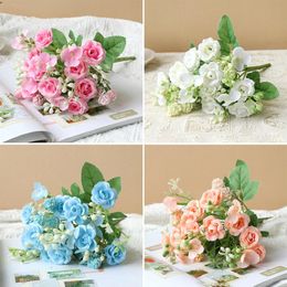 Decorative Flowers & Wreaths Pink Silk Simulation Flower Small Rose Wedding Fake Holiday DIY Christmas Party Supplies Home Decoration Bouque
