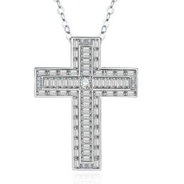 Cross Pendant Necklaces for Women Jewellery Gift Trendy Christian Jesus Shiny Cubic Zirconia Zircon Necklace Silver Necklace