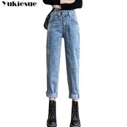 high waist jeans woman plus size street style denim pants Loose Coated Vintage Washed boyfriend women Plus 210608