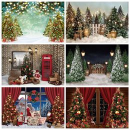 Merry Christmas Decor Photography Background Santa Claus Baby Portrait Photo Booth Backdrop Gifts Photographic Studio Photocall