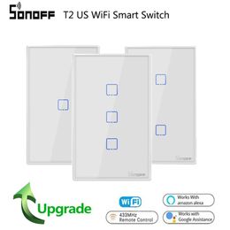 -Sonoff T2 US WiFi Wall Light Touch 1 2 3 Gang TX Wireless 433MHz RF Fernbedienungsschalter Panel funktioniert mit Alexa Google2696